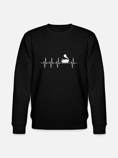 Dampflok Modellbahn Herzschlag Puls Geschenkidee - Stanley/Stella Unisex Bio-Sweatshirt CHANGER  - Schwarz