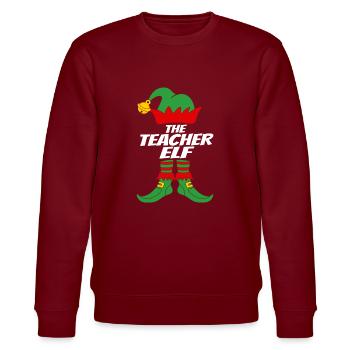 The Teacher Elf Lehrer Ugly Christmas Design - Stanley/Stella CHANGER Unisex Organic Sweatshirt - burgundy - Front - Nik (191cm) & Marisol (170cm)