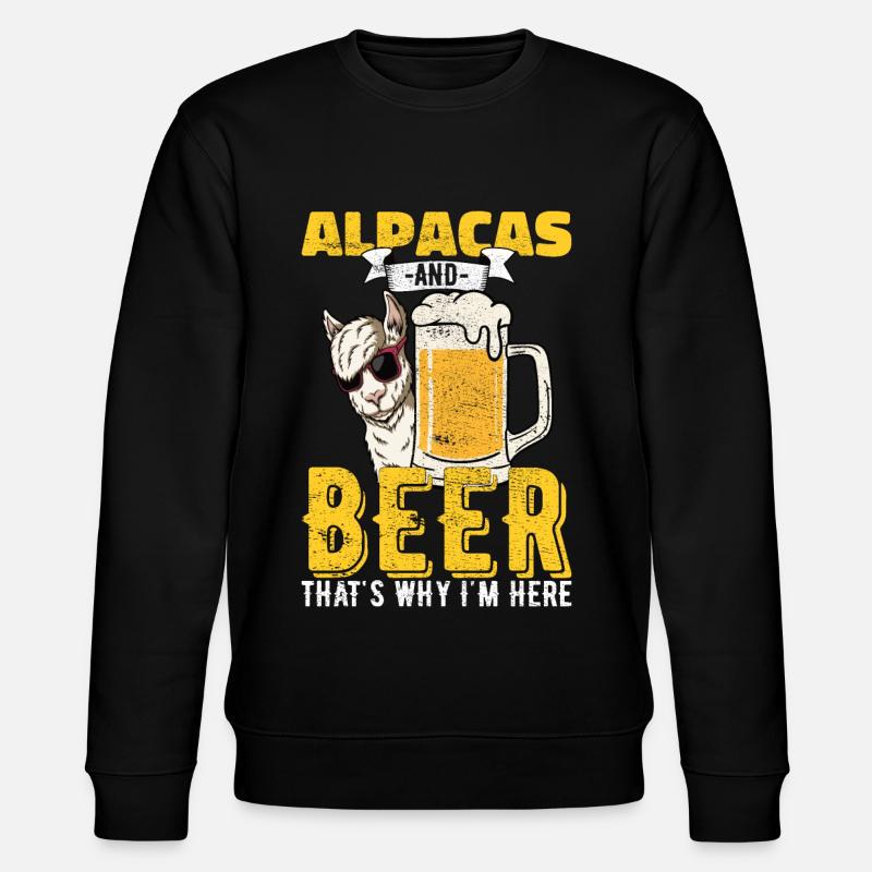 Alpakas Bier Alkohol Spruch Geschenk - Stanley/Stella Unisex Bio-Sweatshirt CHANGER  - Schwarz
