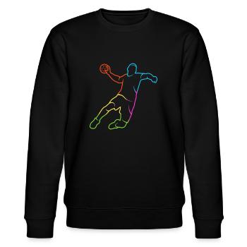 Handball colorful Handball player Boys Handball player - Stanley/Stella CHANGER Unisex Organic Sweatshirt - black - Front - Nik (191cm) & Marisol (170cm)