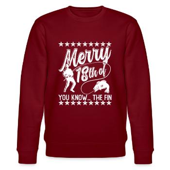 Joe Biden Fishing - Stanley/Stella CHANGER Unisex Organic Sweatshirt - burgundy - Front - Nik (191cm) & Marisol (170cm)