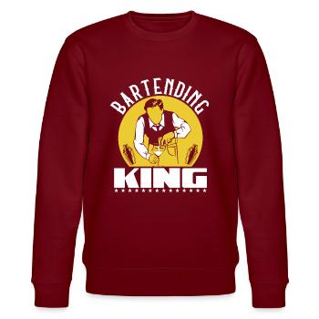 Bartending King - Stanley/Stella Unisex Bio-Sweatshirt CHANGER  - Burgunderrot - Vorne - Nik (191cm) & Marisol (170cm)