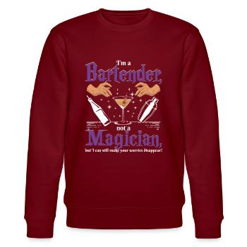 Bartender worries - Stanley/Stella CHANGER Unisex Organic Sweatshirt - burgundy - Front - Nik (191cm) & Marisol (170cm)