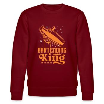 Bartending King - Stanley/Stella Unisex Bio-Sweatshirt CHANGER  - Burgunderrot - Vorne - Nik (191cm) & Marisol (170cm)