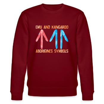 Emu Kangaroo Aborigines - Stanley/Stella Unisex Bio-Sweatshirt CHANGER  - Burgunderrot - Vorne - Nik (191cm) & Marisol (170cm)