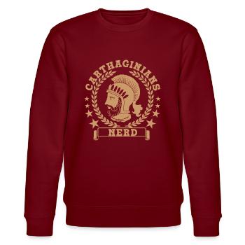 Karthager Nerd - Stanley/Stella Unisex Bio-Sweatshirt CHANGER  - Burgunderrot - Vorne - Nik (191cm) & Marisol (170cm)