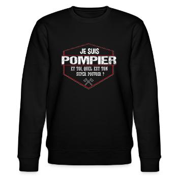 Pompier - Humour - Cadeau - Super Pouvoir - - Sweat bio CHANGER Stanley/Stella Unisexe - noir - Devant - Nik (191cm) & Marisol (170cm)