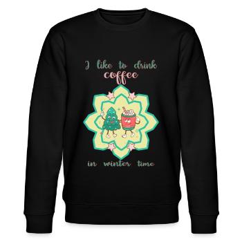 I like coffee in winter - Stanley/Stella Unisex Bio-Sweatshirt CHANGER  - Schwarz - Vorne - Nik (191cm) & Marisol (170cm)