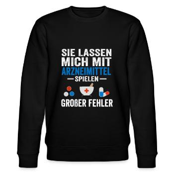 Apotheker Spruch PTA Pharmazeut Apotheke - Stanley/Stella Unisex Bio-Sweatshirt CHANGER  - Schwarz - Vorne - Nik (191cm) & Marisol (170cm)