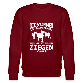 Ziege Ziegenhalter Ziegenbock Ziegenhirt - Stanley/Stella Unisex Bio-Sweatshirt CHANGER  - Burgunderrot - Vorne - Nik (191cm) & Marisol (170cm)