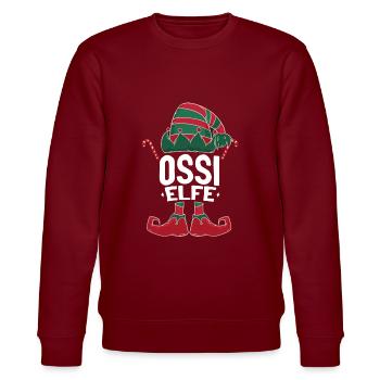 Ossi Elfe Spruch Ostdeutscher - Stanley/Stella Unisex Bio-Sweatshirt CHANGER  - Burgunderrot - Vorne - Nik (191cm) & Marisol (170cm)