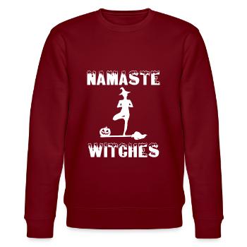 Yoga Joga Halloween Kürbis Kostüm Grusel Lustig - Stanley/Stella Unisex Bio-Sweatshirt CHANGER  - Burgunderrot - Vorne - Nik (191cm) & Marisol (170cm)