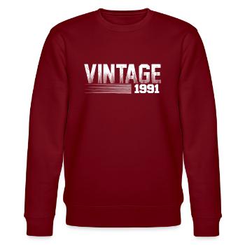 Millésime 1991 Anniversaire Rétro 1991 - Sweat bio CHANGER Stanley/Stella Unisexe - bordeaux - Devant - Nik (191cm) & Marisol (170cm)