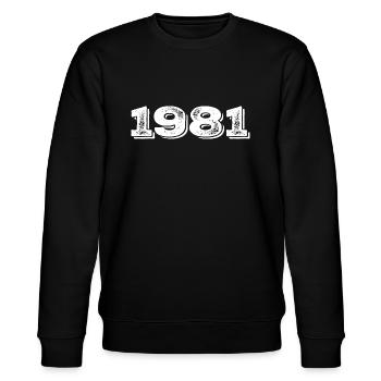 Geburtstagsgeschenk 1981 - 1981 - Stanley/Stella Unisex Bio-Sweatshirt CHANGER  - Schwarz - Vorne - Nik (191cm) & Marisol (170cm)