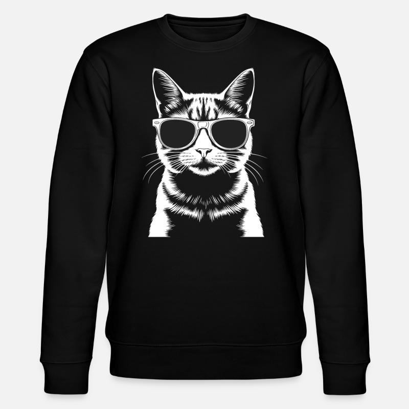 Cat with glasses - Stanley/Stella CHANGER Unisex Organic Sweatshirt - black