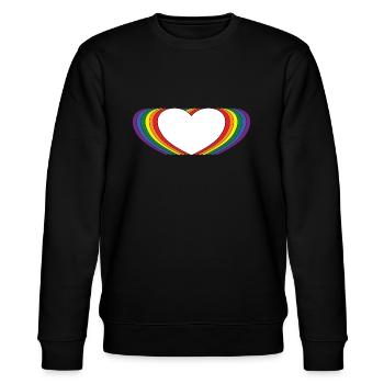 LGBTQ Rainbow Heart - Stanley/Stella CHANGER Unisex Organic Sweatshirt - black - Front - Nik (191cm) & Marisol (170cm)