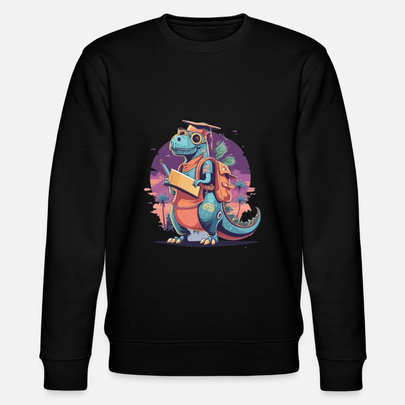 Einschulung Dinosaurier Schulkind Trex - Stanley/Stella Unisex Bio-Sweatshirt CHANGER  - Schwarz