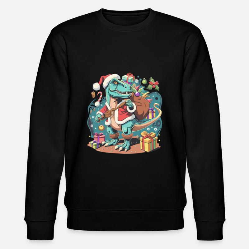 Dinosaurier Trex Weihnachten - Stanley/Stella Unisex Bio-Sweatshirt CHANGER - Schwarz