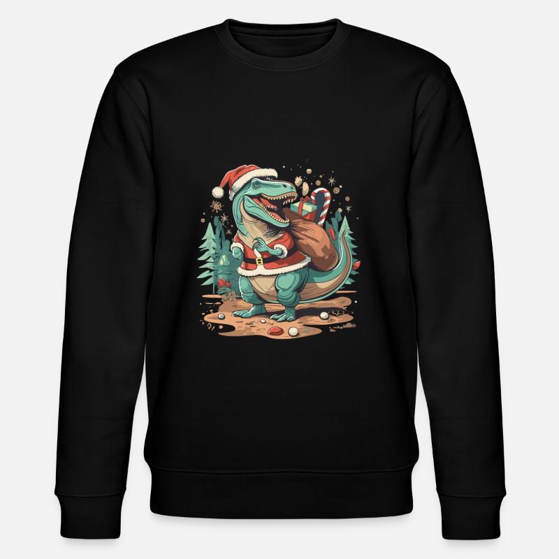 Dinosaurier Trex Weihnachten - Stanley/Stella Unisex Bio-Sweatshirt CHANGER  - Schwarz