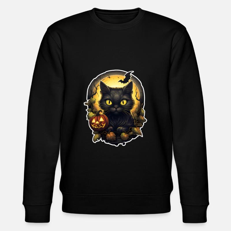 Chat noir d’Halloween avec citrouille - Sweat bio CHANGER Stanley/Stella Unisexe - noir