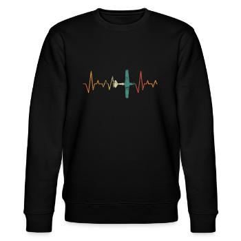 Flugzeug Pilot Herzschlag - Stanley/Stella Unisex Bio-Sweatshirt CHANGER  - Schwarz - Vorne - Nik (191cm) & Marisol (170cm)