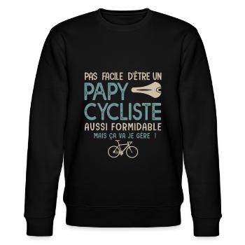 papy cycliste formidable vélo velo vélos - Sweat bio CHANGER Stanley/Stella Unisexe - noir - Devant - Nik (191cm) & Marisol (170cm)
