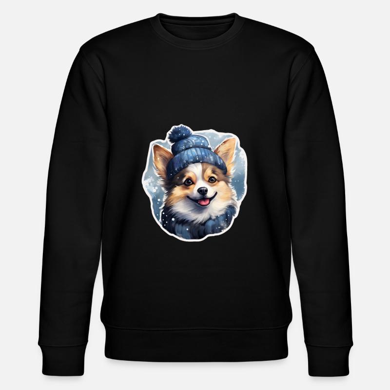 Winterfreuden mit Papillon - Stanley/Stella Unisex Bio-Sweatshirt CHANGER  - Schwarz