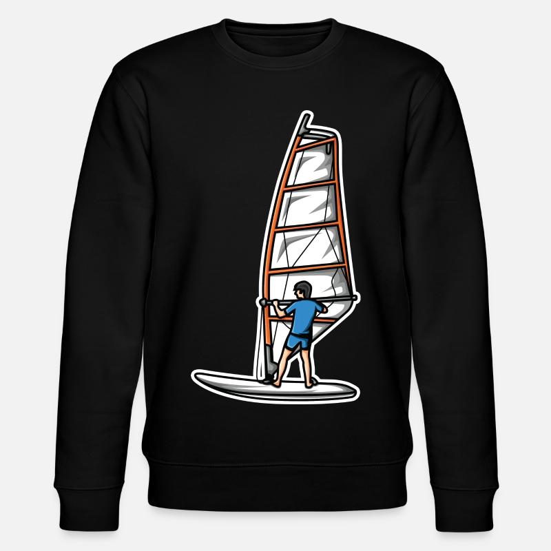 Lustiger Windsurfer Junge - Stanley/Stella Unisex Bio-Sweatshirt CHANGER  - Schwarz