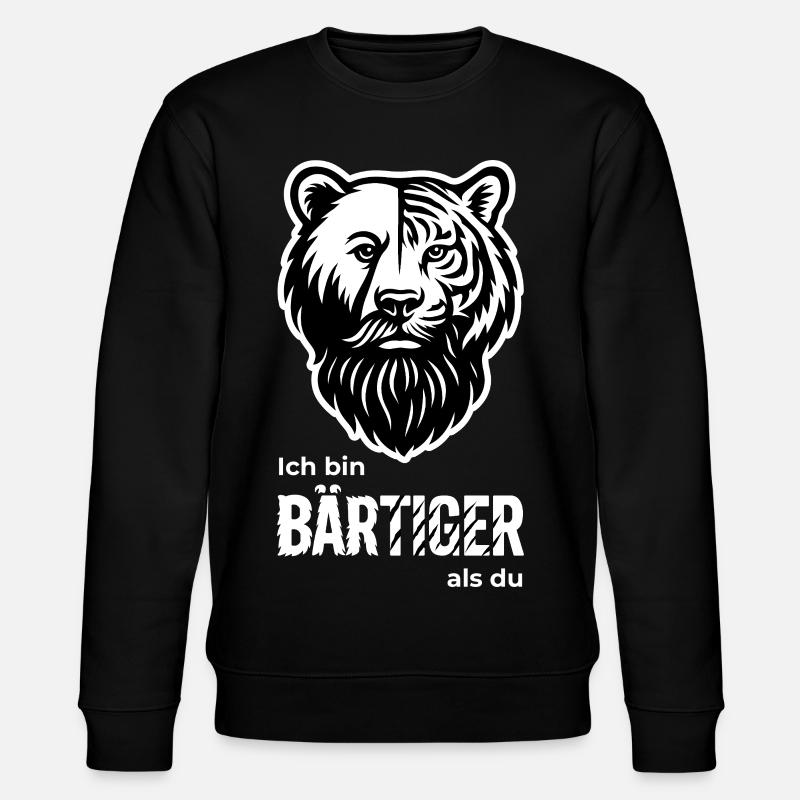 BEARDED Bear & Tiger Beard Pun - Stanley/Stella CHANGER Unisex Organic Sweatshirt - black