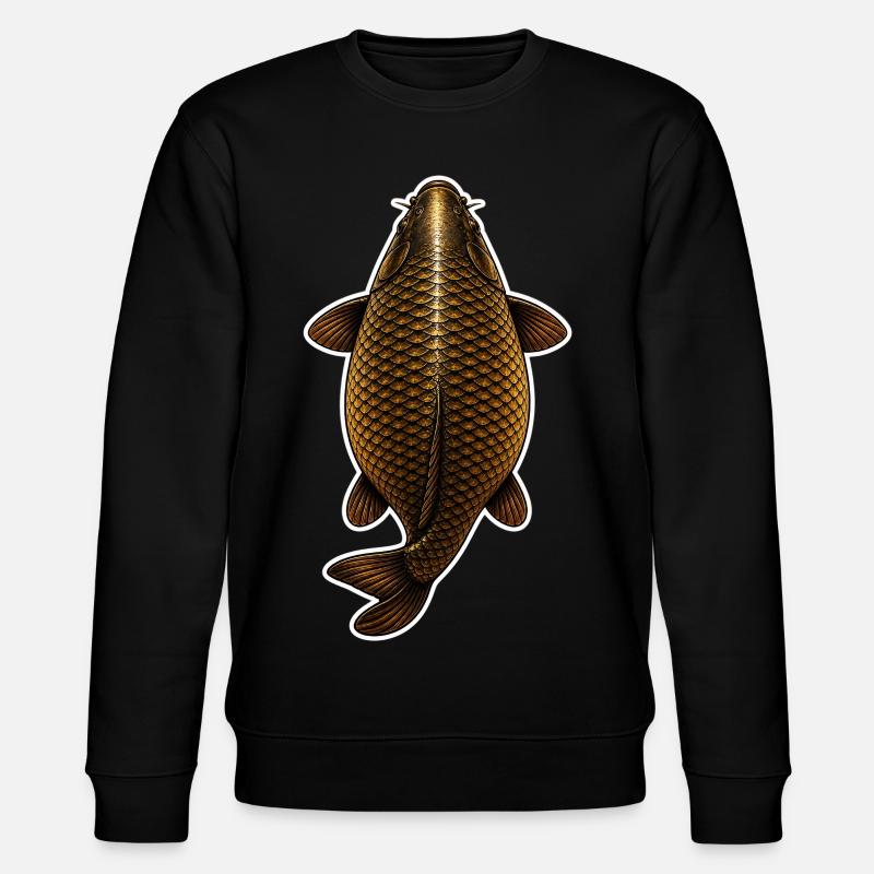 Goldener Karpfen-Top-Blick – Sauberes Angeldesign - Stanley/Stella Unisex Bio-Sweatshirt CHANGER  - Schwarz