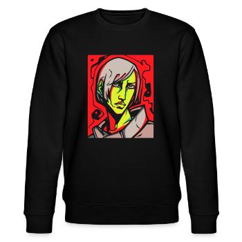 Ein cooler, gutaussehender Anime-Typ - Stanley/Stella Unisex Bio-Sweatshirt CHANGER  - Schwarz - Vorne - Nik (191cm) & Marisol (170cm)