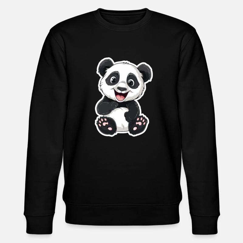 Überschwänglicher Panda-Kumpel-Aufkleber - Stanley/Stella Unisex Bio-Sweatshirt CHANGER  - Schwarz