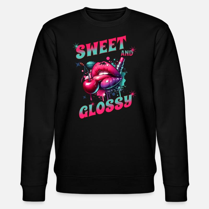Conception de bouche de baiser, douce et brillante, cerises - Sweat bio CHANGER Stanley/Stella Unisexe - noir