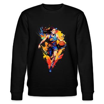 Basketball Frauen Basketballspielerin - Stanley/Stella Unisex Bio-Sweatshirt CHANGER  - Schwarz - Vorne - Nik (191cm) & Marisol (170cm)