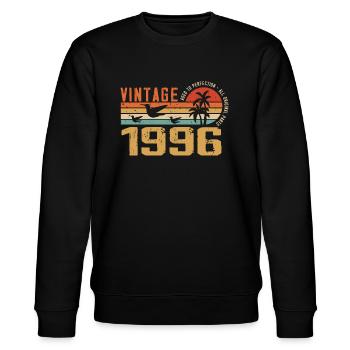 Jahrgang 1996 Jubiläumsgeschenk - Jahrgang 1996 - Stanley/Stella Unisex Bio-Sweatshirt CHANGER  - Schwarz - Vorne - Nik (191cm) & Marisol (170cm)