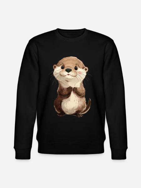 Cute Baby Otter - Stanley/Stella CHANGER Unisex Organic Sweatshirt - black