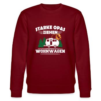 Camping Großvater Rentner Opa Zieht Wohnwagen - Stanley/Stella Unisex Bio-Sweatshirt CHANGER  - Burgunderrot - Vorne - Nik (191cm) & Marisol (170cm)