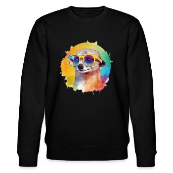 Buntes cooles Erdmännchen mit Sonnenbrille - Stanley/Stella Unisex Bio-Sweatshirt CHANGER  - Schwarz - Vorne - Nik (191cm) & Marisol (170cm)