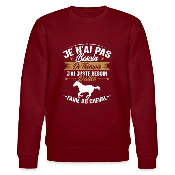 Cadeau cheval - Besoin d'aller faire du cheval - Sweat bio CHANGER Stanley/Stella Unisexe - bordeaux - Devant - Nik (191cm) & Marisol (170cm)