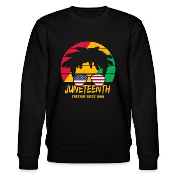 Juneteenth - Stanley/Stella CHANGER Unisex Organic Sweatshirt - black - Front - Nik (191cm) & Marisol (170cm)