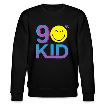 SmileyWorld 90s Kid - Stanley/Stella Unisex Bio-Sweatshirt CHANGER  - Schwarz - Vorne - Nik (191cm) & Marisol (170cm)