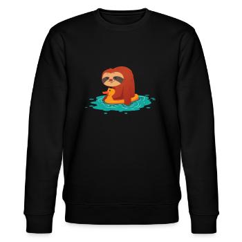 lustiges pool party faultier sommer design - Stanley/Stella Unisex Bio-Sweatshirt CHANGER  - Schwarz - Vorne - Nik (191cm) & Marisol (170cm)