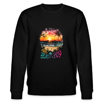 Little Beach Boy Summer Surfer Vibes - Stanley/Stella Unisex Bio-Sweatshirt CHANGER  - Schwarz - Vorne - Nik (191cm) & Marisol (170cm)