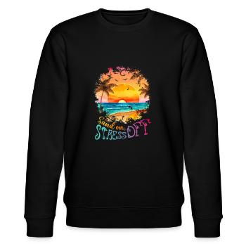 Sand ON Stress OFF Summer Surfer Geschenk - Stanley/Stella Unisex Bio-Sweatshirt CHANGER  - Schwarz - Vorne - Nik (191cm) & Marisol (170cm)