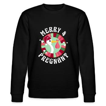 Baby Schwangerschaft Familie Weihnachten Mama Papa - Stanley/Stella Unisex Bio-Sweatshirt CHANGER  - Schwarz - Vorne - Nik (191cm) & Marisol (170cm)