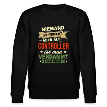 Niemand ist perfekt aber als Controller - Stanley/Stella Unisex Bio-Sweatshirt CHANGER  - Schwarz - Vorne - Nik (191cm) & Marisol (170cm)