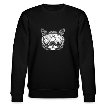 Cat ski lover gift idea - Stanley/Stella CHANGER Unisex Organic Sweatshirt - black - Front - Nik (191cm) & Marisol (170cm)