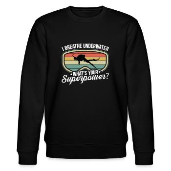 I Breathe Underwater Diver Quote - Stanley/Stella CHANGER Unisex Organic Sweatshirt - black - Front - Nik (191cm) & Marisol (170cm)