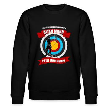 Bogenschütze alter mann mit Pfeil und Bogen - Stanley/Stella Unisex Bio-Sweatshirt CHANGER  - Schwarz - Vorne - Nik (191cm) & Marisol (170cm)