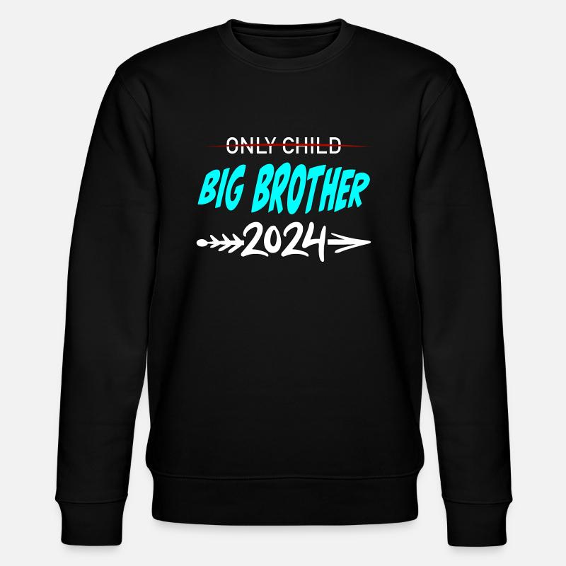 Einzelkind - großer Bruder 2024 Baby - Stanley/Stella Unisex Bio-Sweatshirt CHANGER  - Schwarz